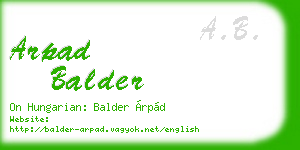 arpad balder business card